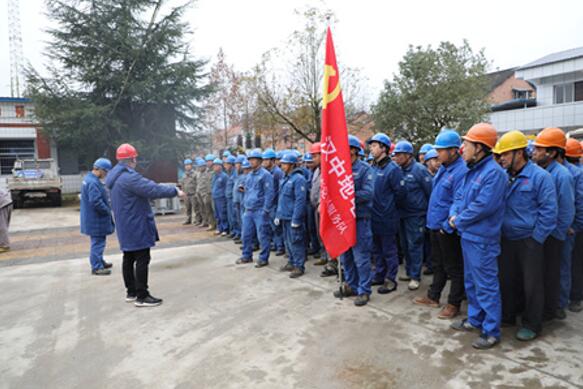 陕西城固供电分公司党旗在暴风雪中飘扬